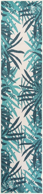 2' 7 x 12' Heron · Floral / botanical Outdoor Rug, teal blue