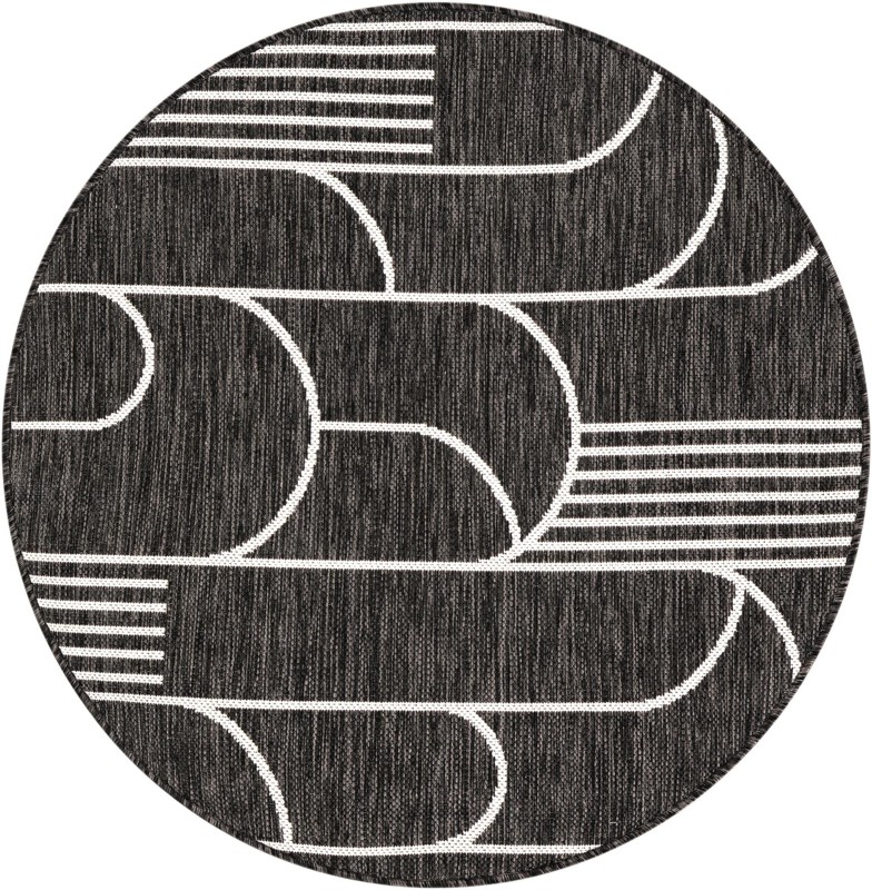 3' 1 x 3' 1 Prudence · Geometric Outdoor Rug, black and white