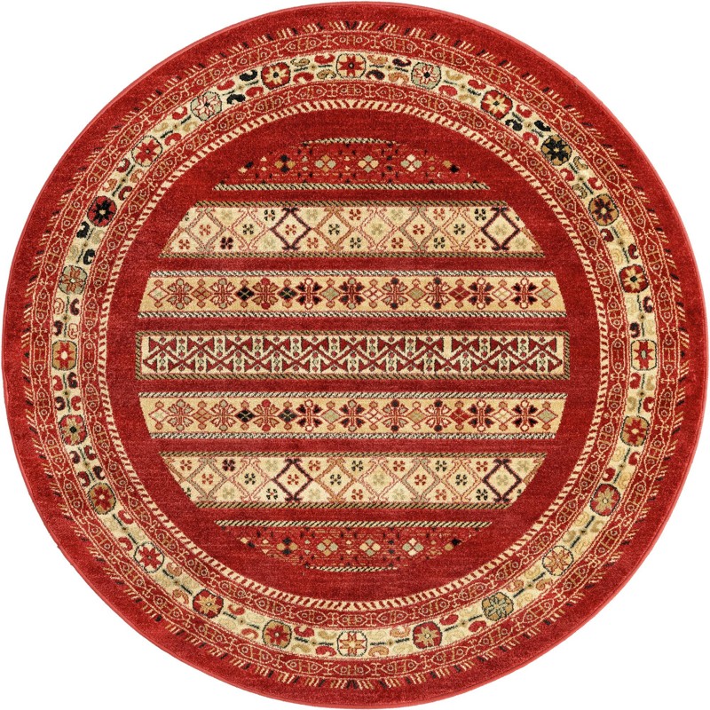 Quarry · Tribal striped rug, rust and beige