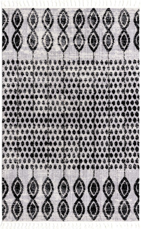 6' x 9' Ferrall · Tribal striped rug, black and ivory
