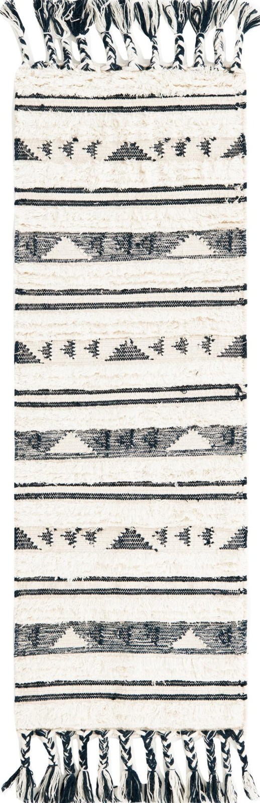 2' 2 x 6' 1 Tolbert · Geometric striped Wool Rug, cream and navy