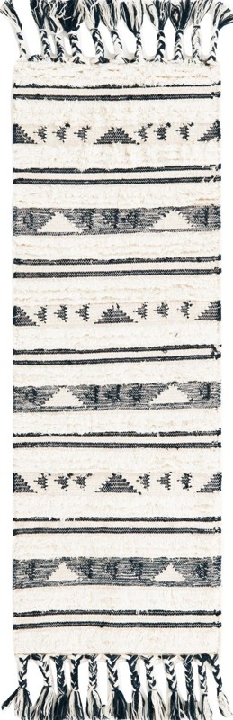 2' 2 x 6' 1 Tolbert · Geometric striped Wool Rug, cream and navy