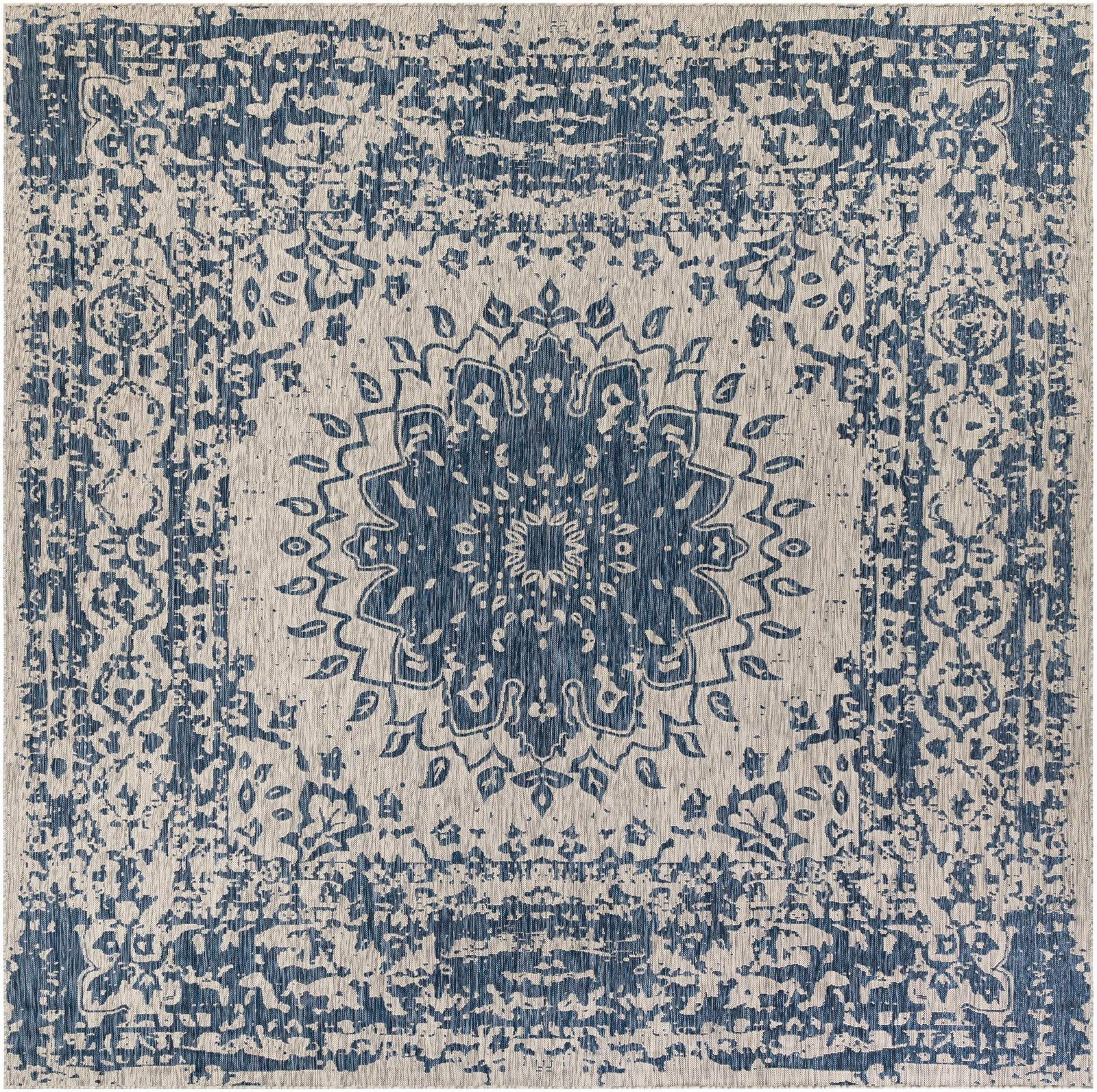 13' x 13' Royce · Border Outdoor Rug, blue
