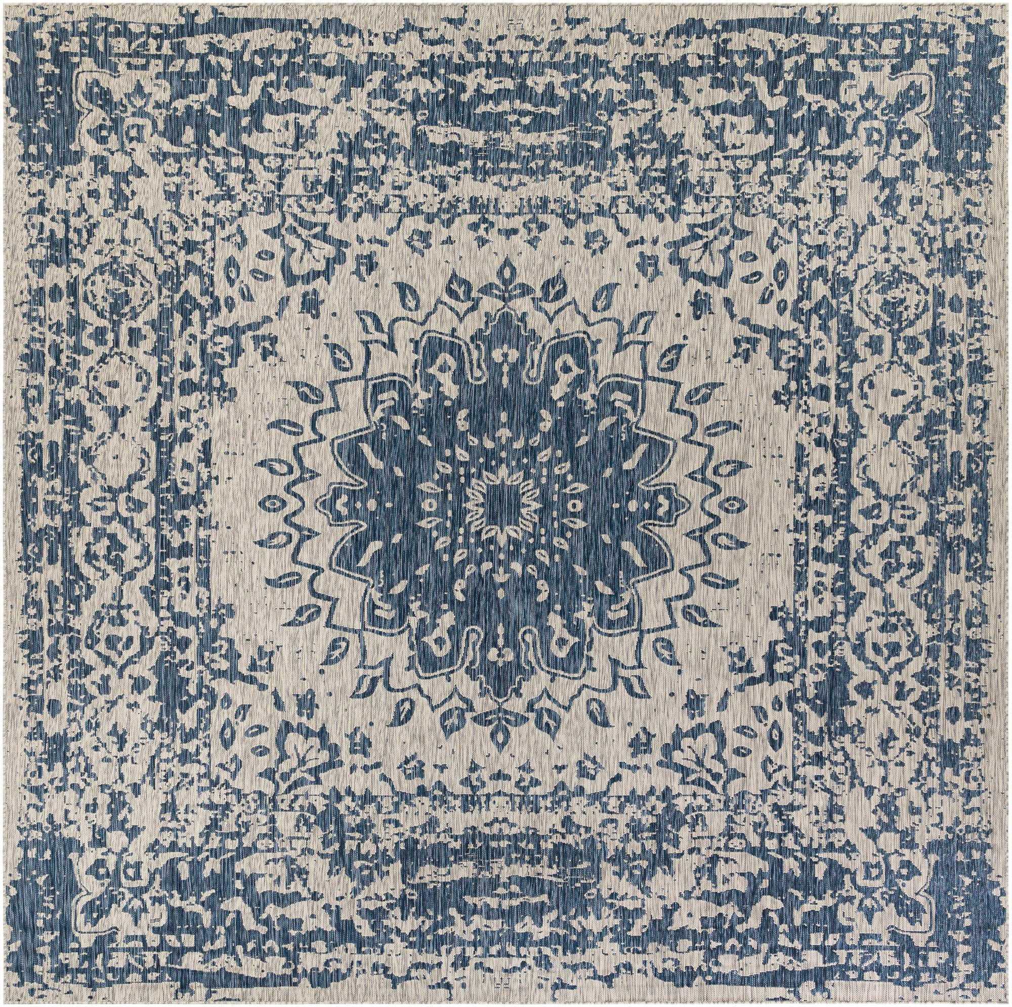13' x 13' Royce · Border Outdoor Rug, blue