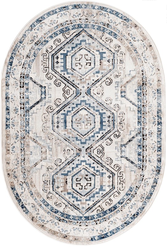 4' x 6' Harmon · Border rug, gray blue