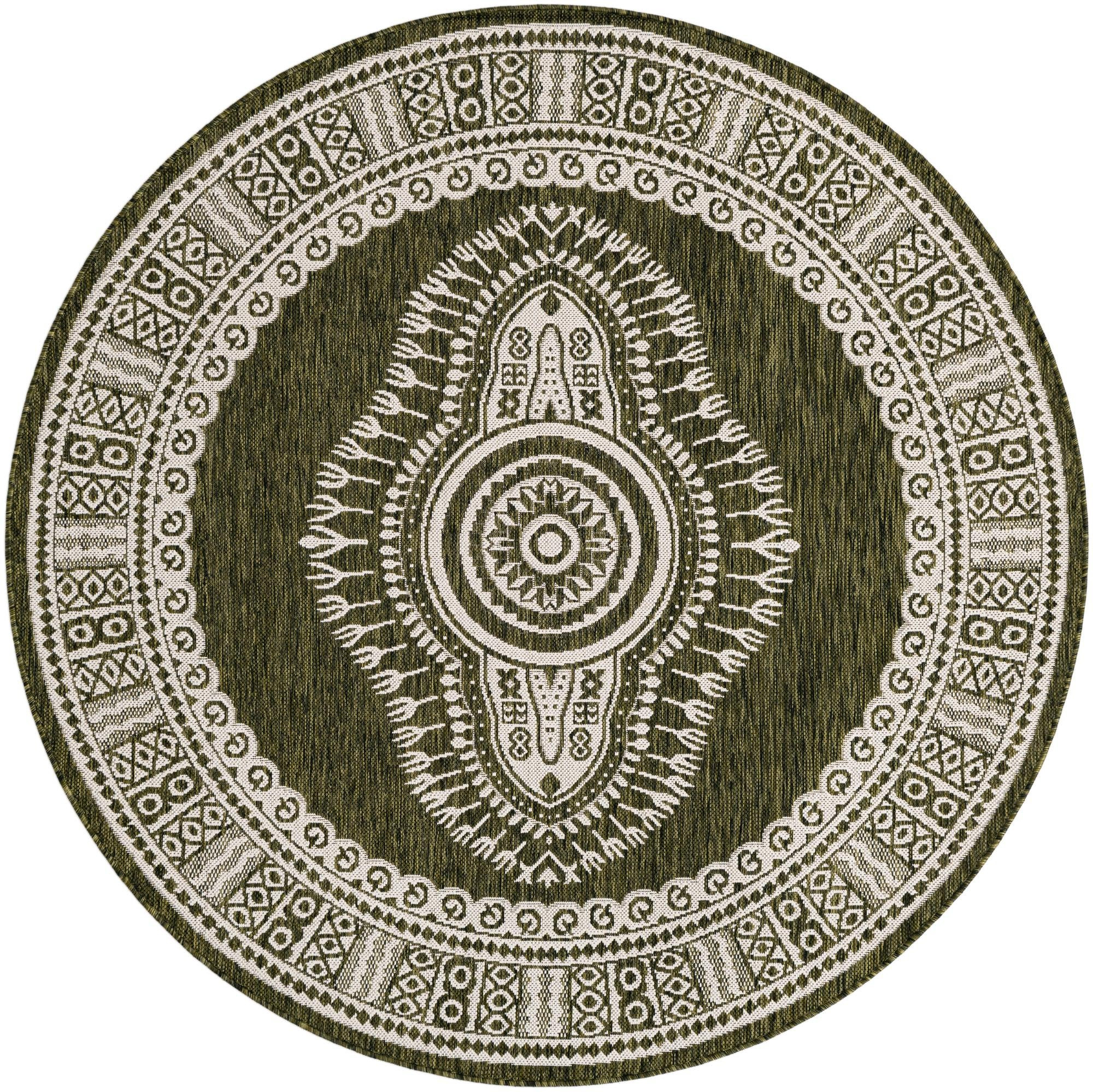 6' x 6' Bainbridge · Border Outdoor Rug, green
