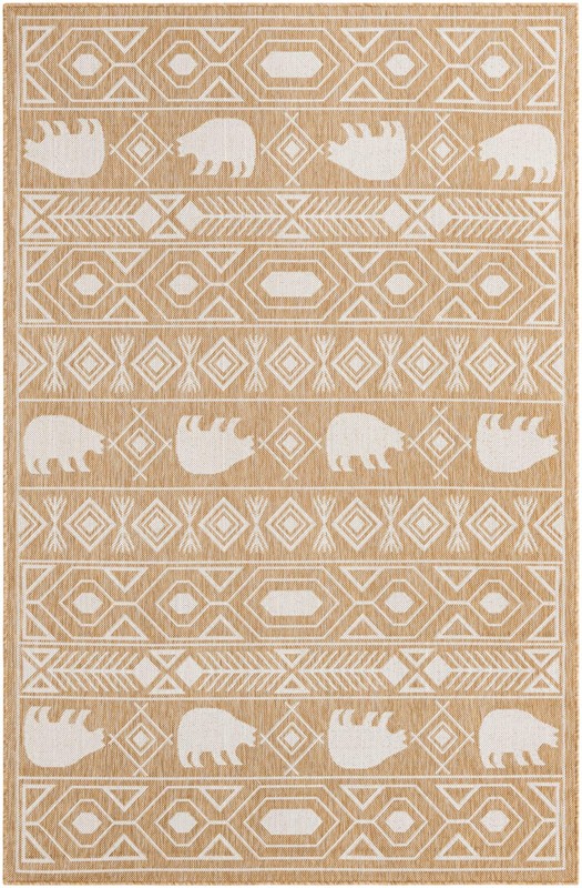 5' 3 x 8' Ralston · Geometric bear Outdoor Rug, taupe and ivory