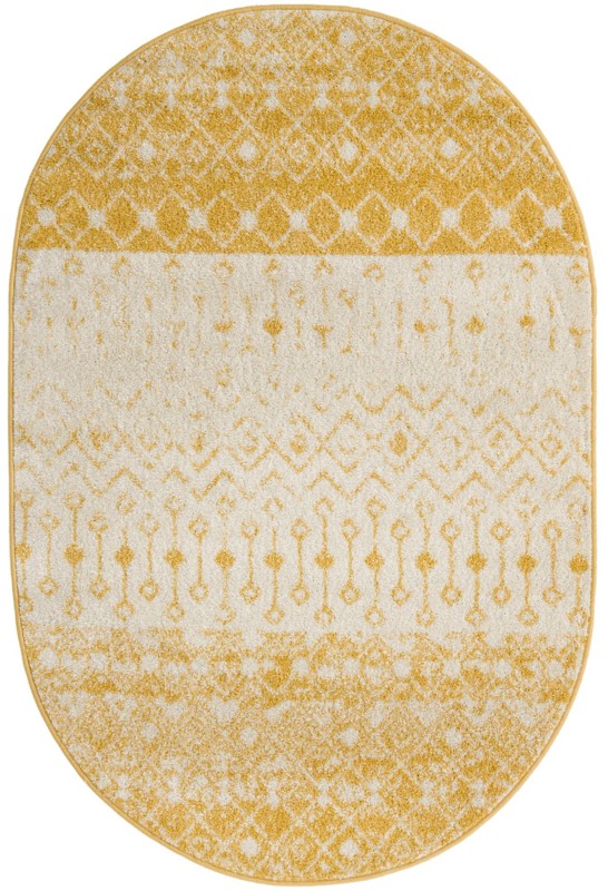 4' x 6' Vernon · Geometric oval rug, yellow and ivory