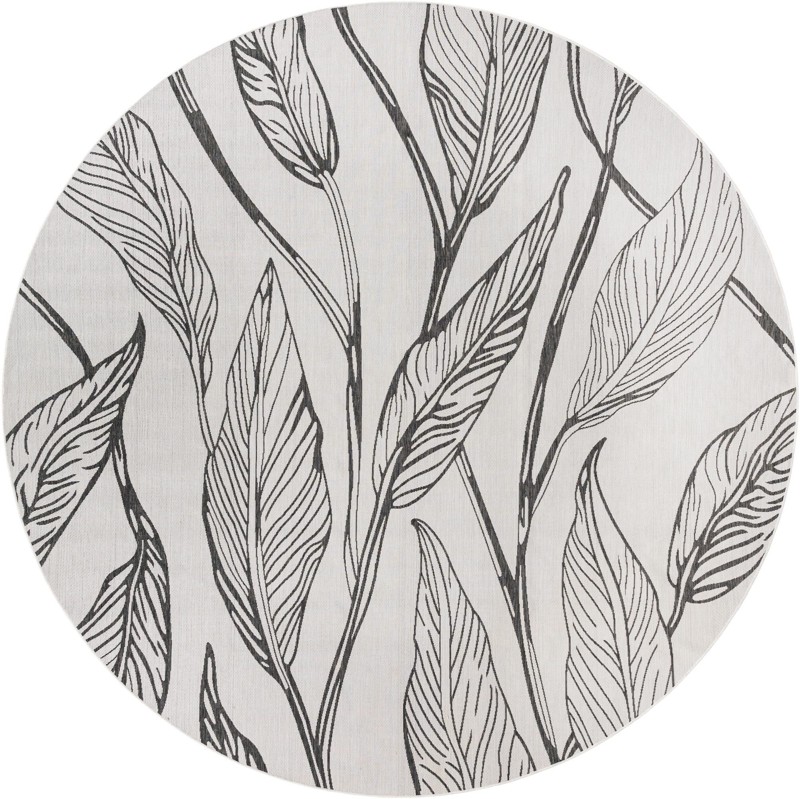 13' x 13' Milton · Floral / botanical Outdoor Rug, charcoal ivory