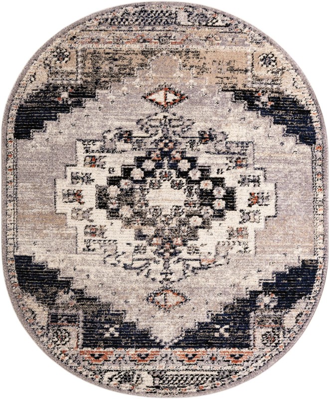 8' x 10' Burton · Border rug, gray