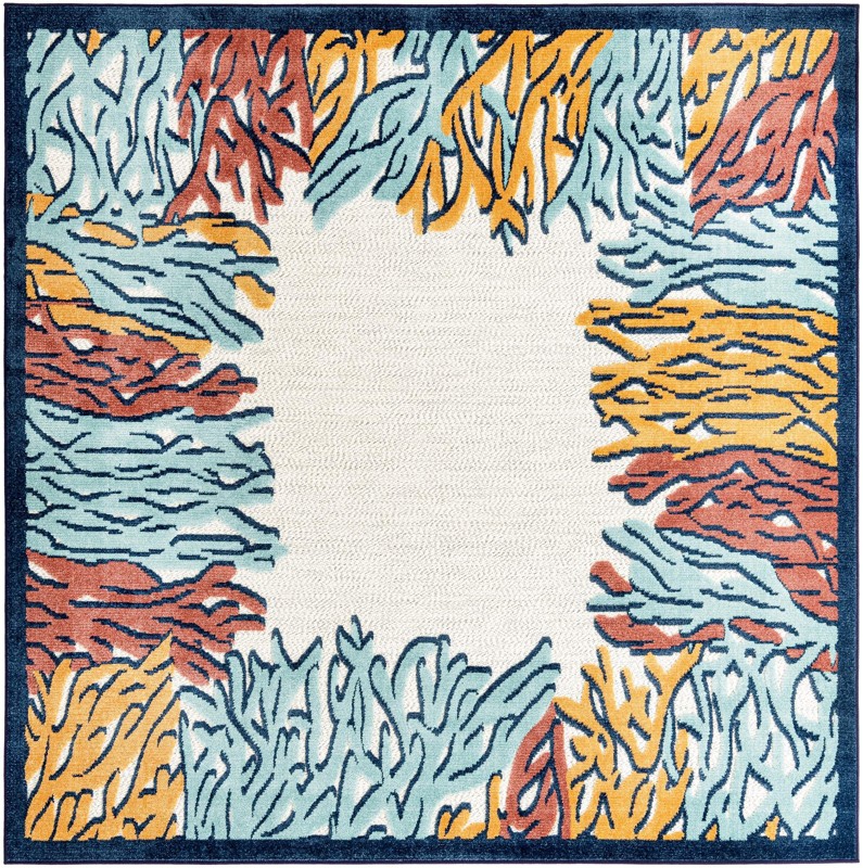 7' 10 x 7' 10 Ely · Border Outdoor Rug, multi