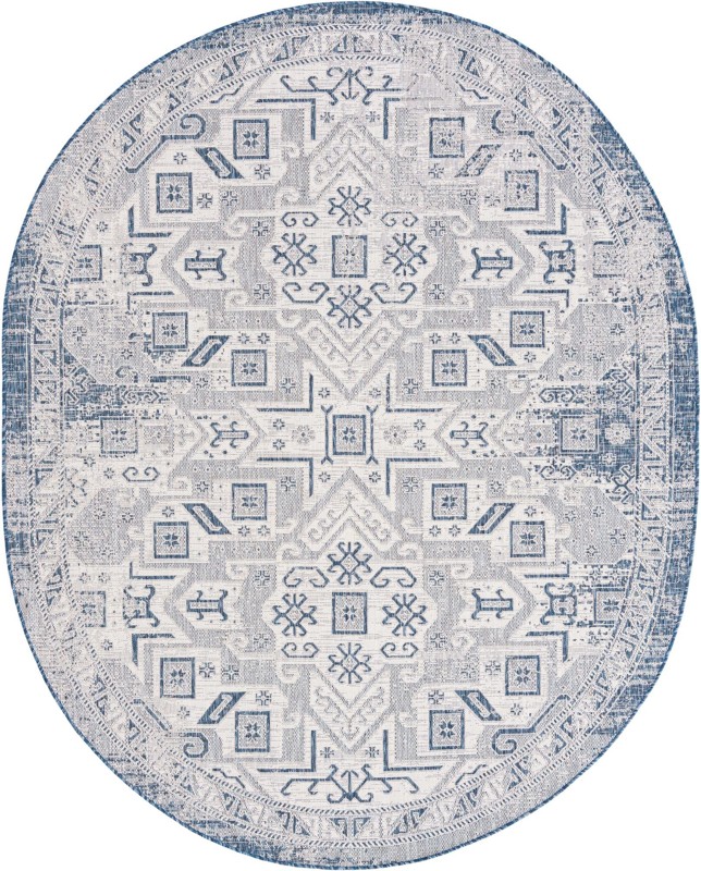 7' 10 x 10' Estuary · Medallion Outdoor Rug, blue