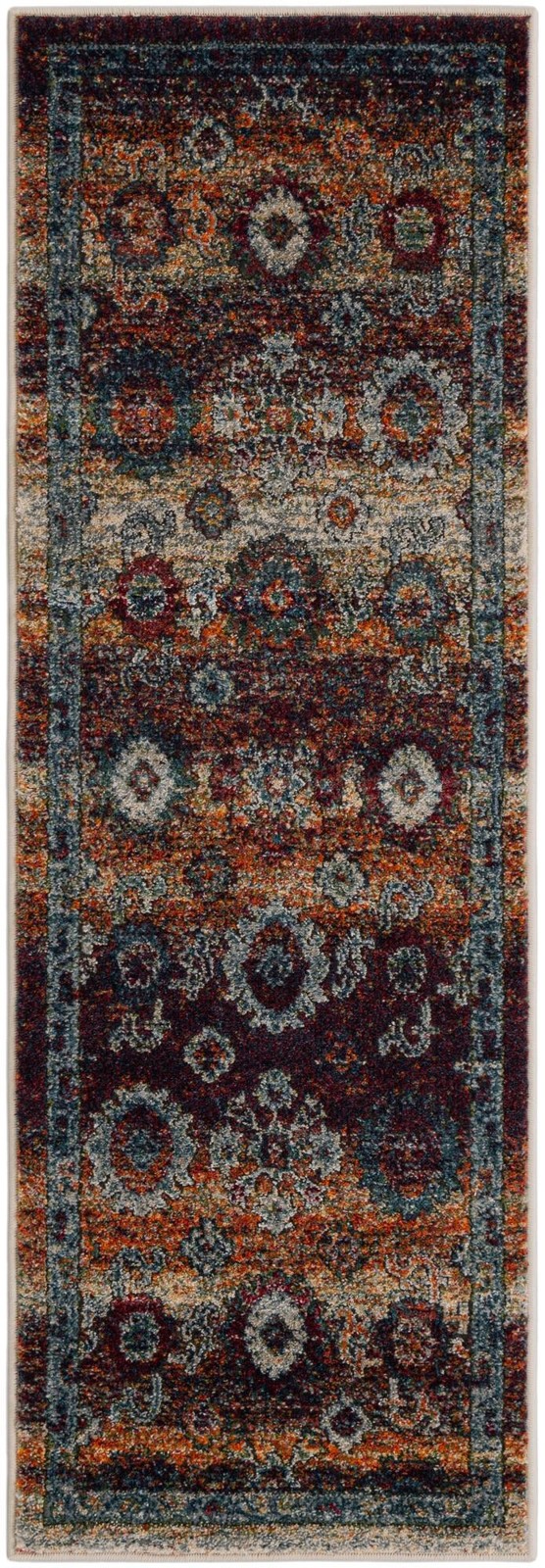 2' x 6' Ukiah · Medallion rug, rust and navy