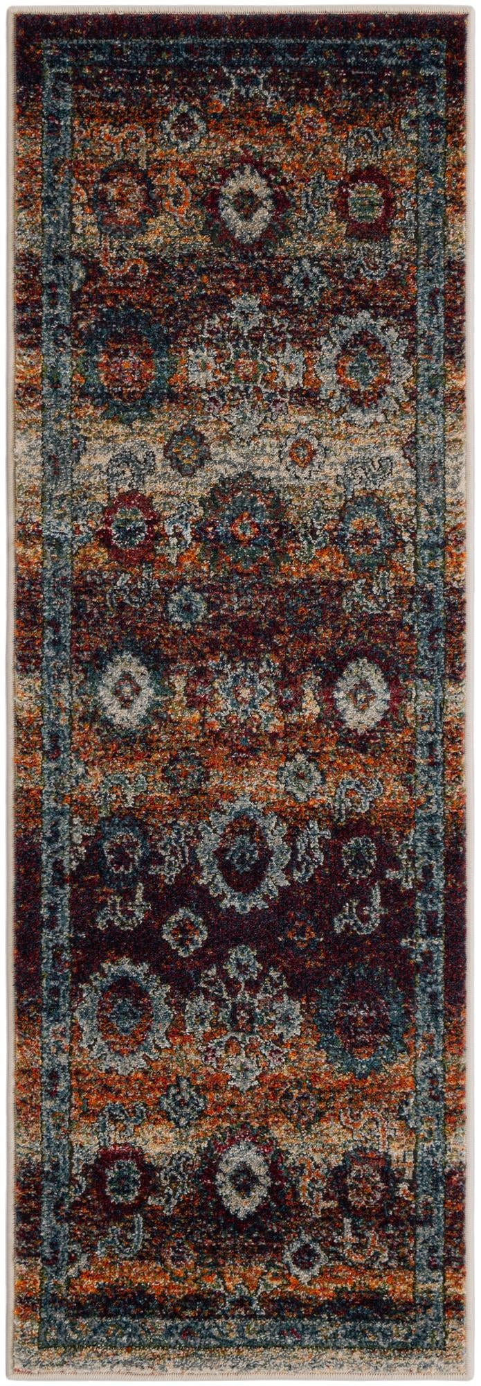 2' x 6' Ukiah · Medallion rug, rust and navy