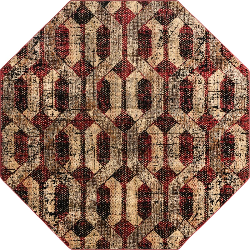 Acadia · Geometric lattice rug, burgundy and beige