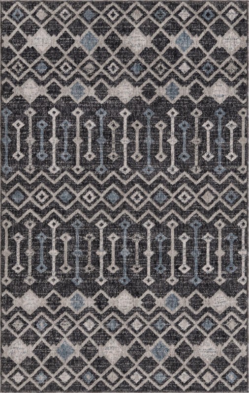 4' x 6' Harlan · Geometric rug, charcoal and ivory
