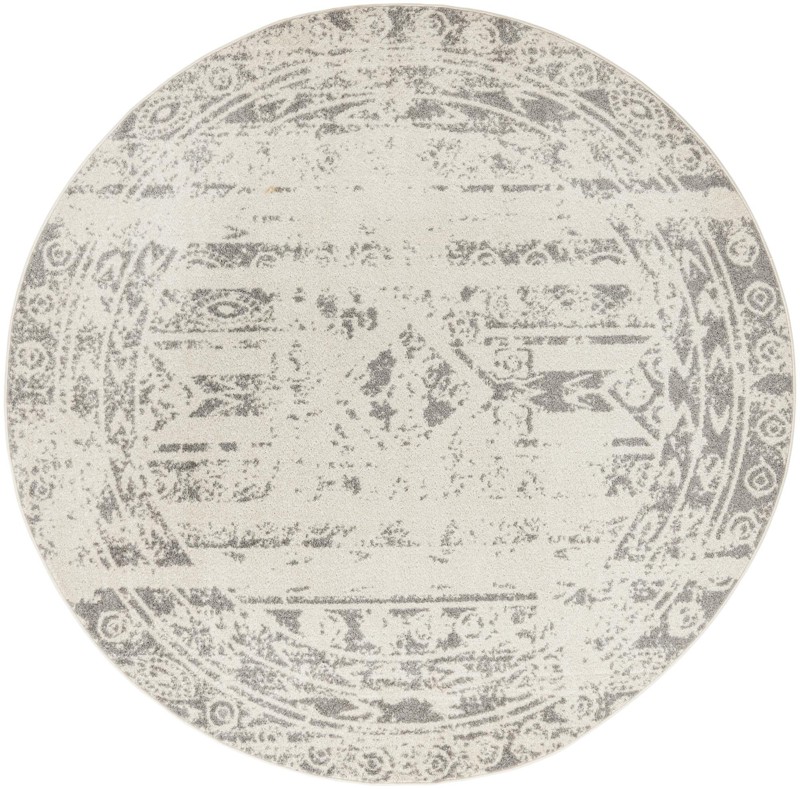 7' 10 x 7' 10 Underhill · Border rug, ivory and gray