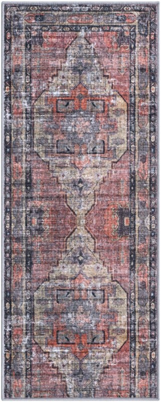 2' x 5' Chandler · Distressed medallion rug, rust and yellow