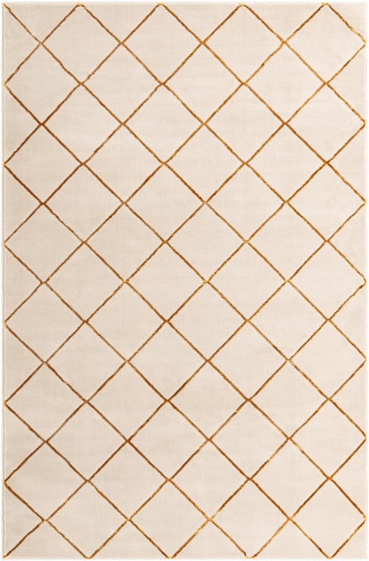 6' x 9' Gilchrist · Diamond rug, white and gold