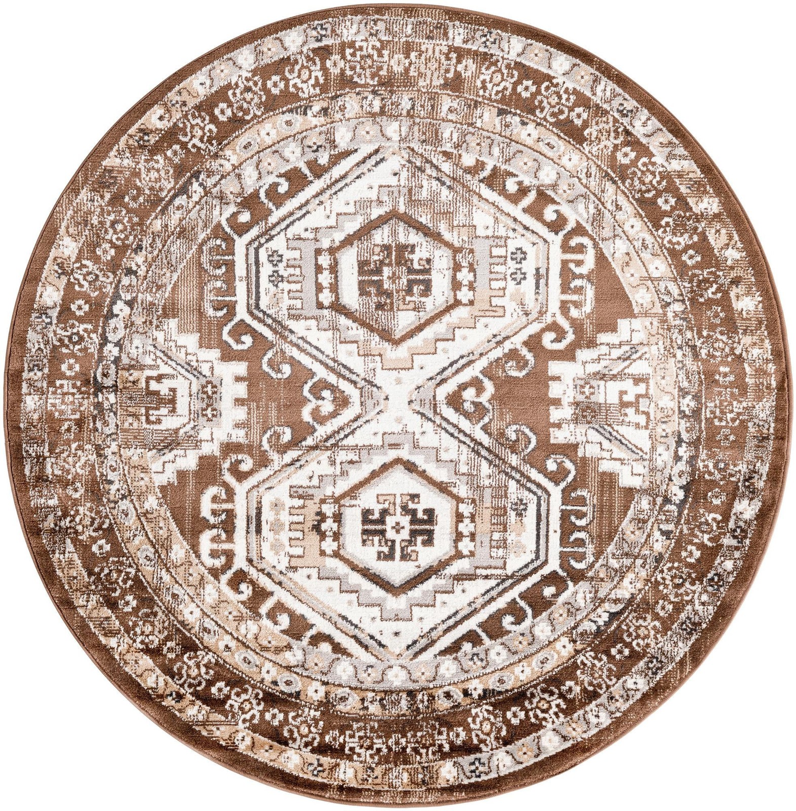 5' 3 x 5' 3 Harmon · Border rug, brown