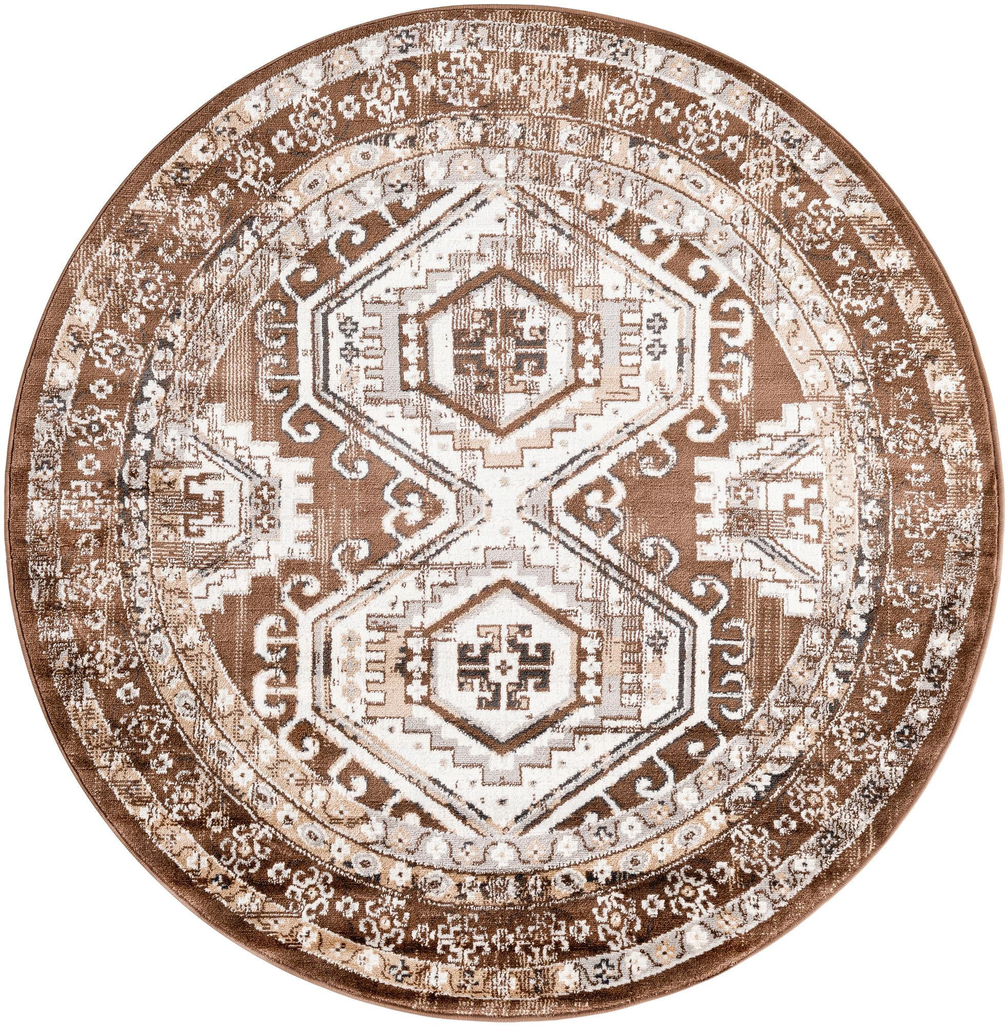 5' 3 x 5' 3 Harmon · Border rug, brown