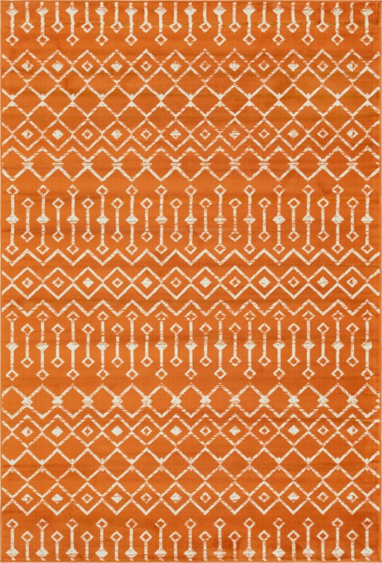 Dudley · Geometric trellis rug, orange and ivory
