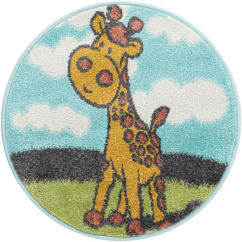 2' 2 x 2' 2 Tennyson · Giraffe rug, blue, yellow and green