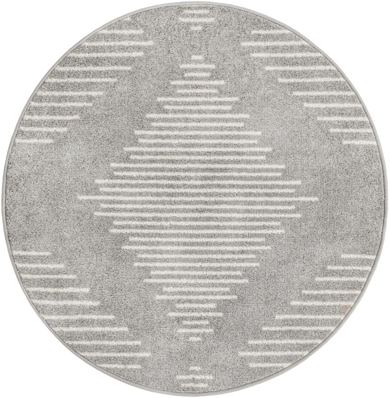 3' x 3' Knox · Geometric diamond rug, gray and ivory