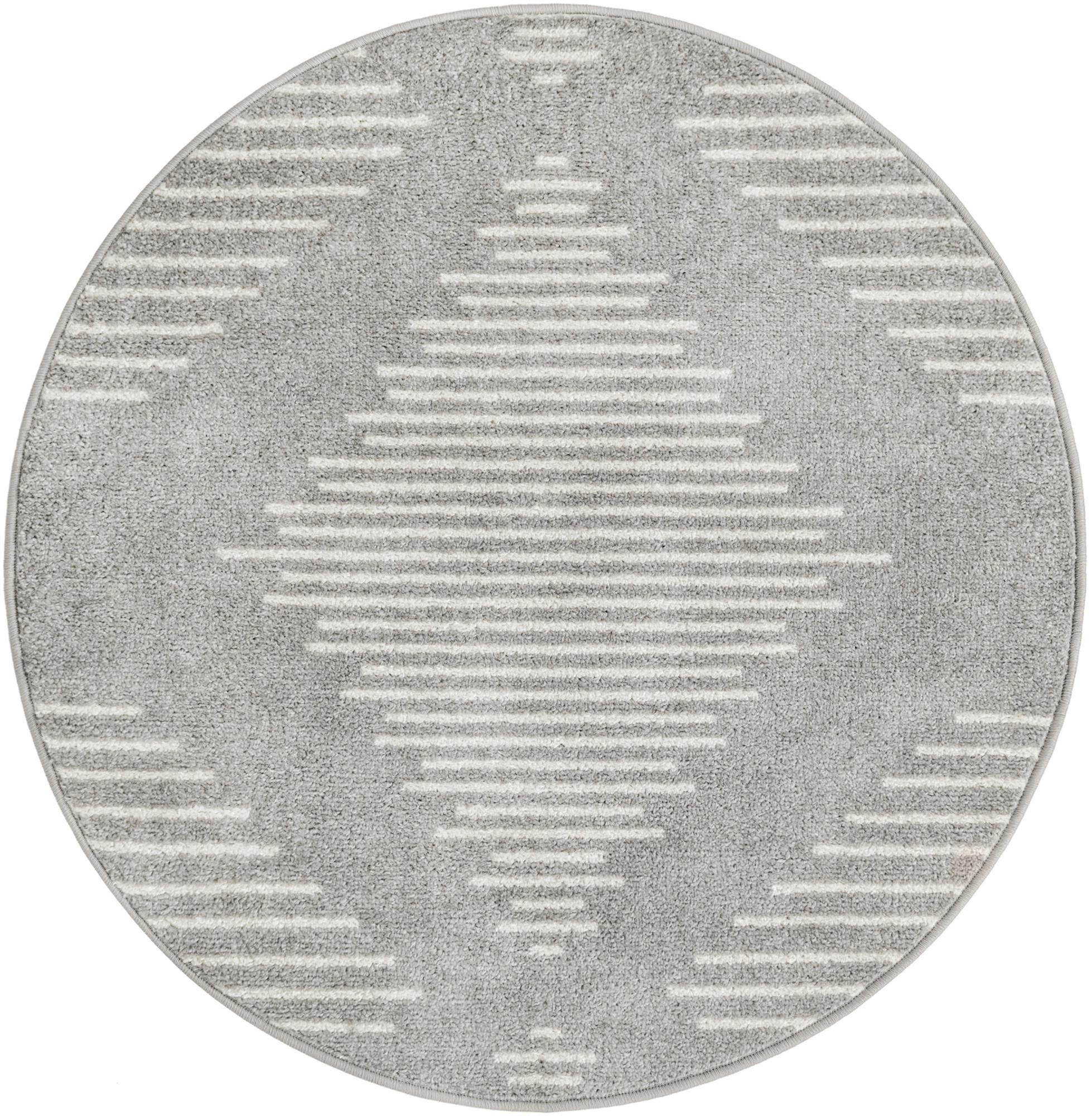 3' x 3' Knox · Geometric diamond rug, gray and ivory