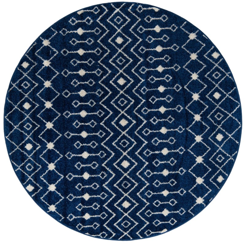 6' x 6' Boswell · Geometric trellis rug, navy and ivory