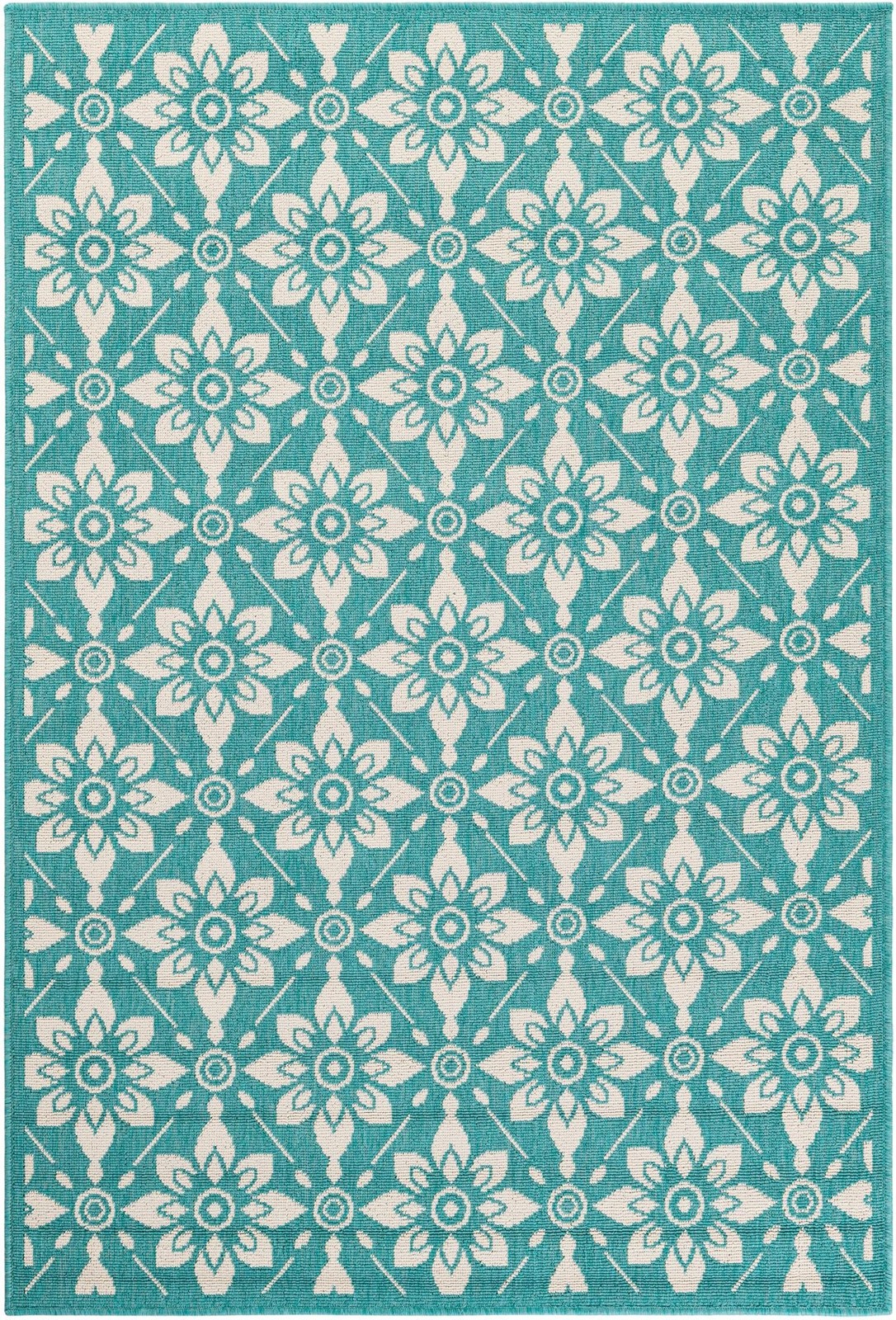 4' x 6' Selwyn · Floral / botanical Outdoor Rug, teal