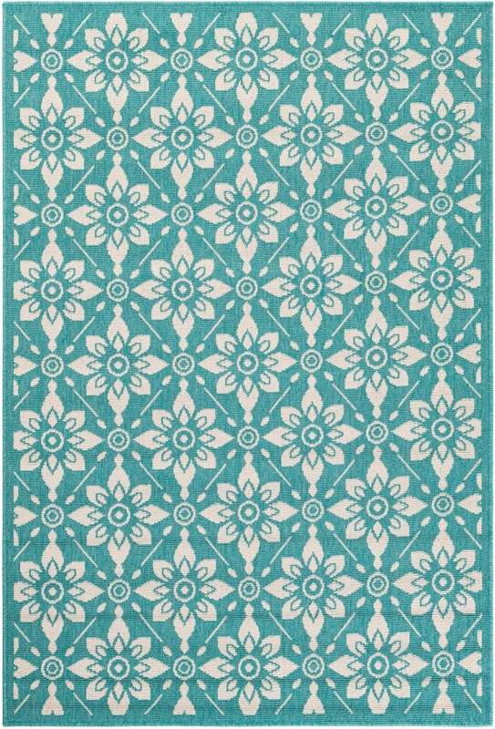 Selwyn · Floral / botanical Outdoor Rug, teal