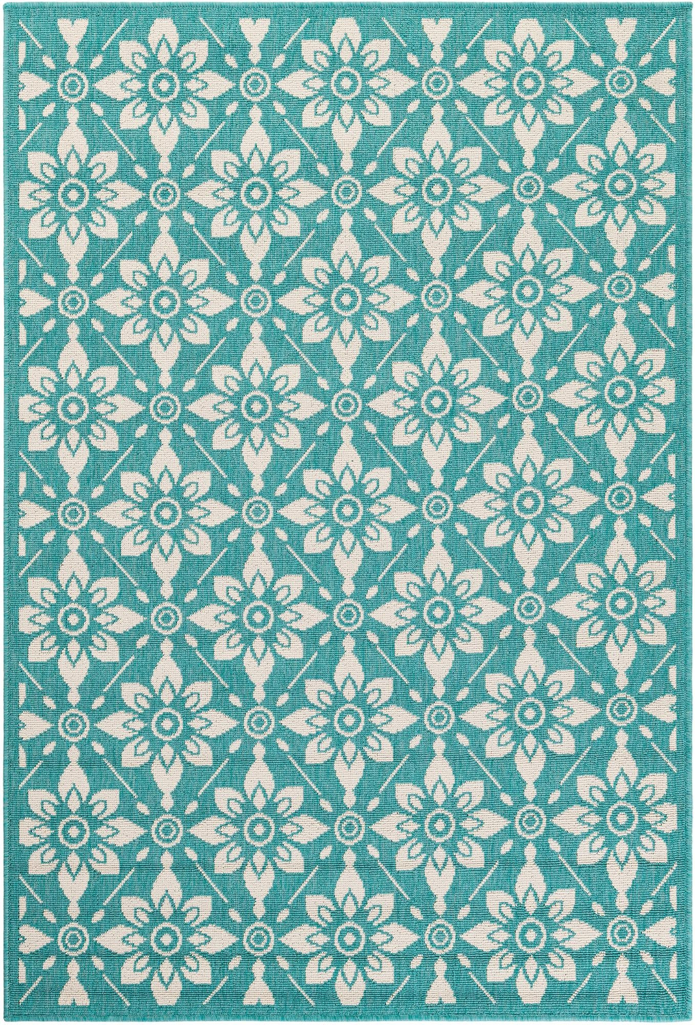 4' x 6' Selwyn · Floral / botanical Outdoor Rug, teal