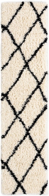 2' 7 x 12' Rockingham · Diamond shag rug, pearl and black