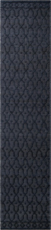 2' 7 x 12' Ringwood · Diamond trellis rug, navy blue