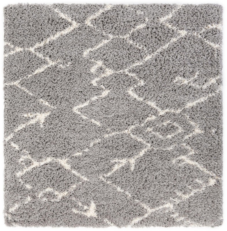 8' x 8' Bramblewood · Geometric Shag Rug, ash gray