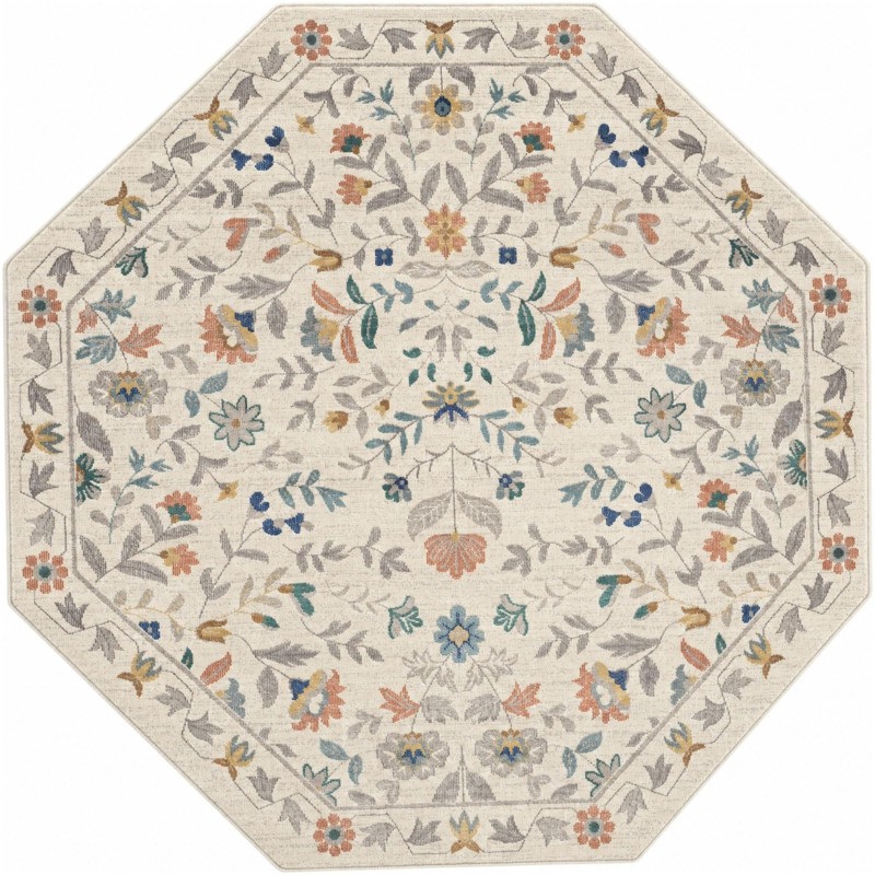 Coriander · Border rug, ivory