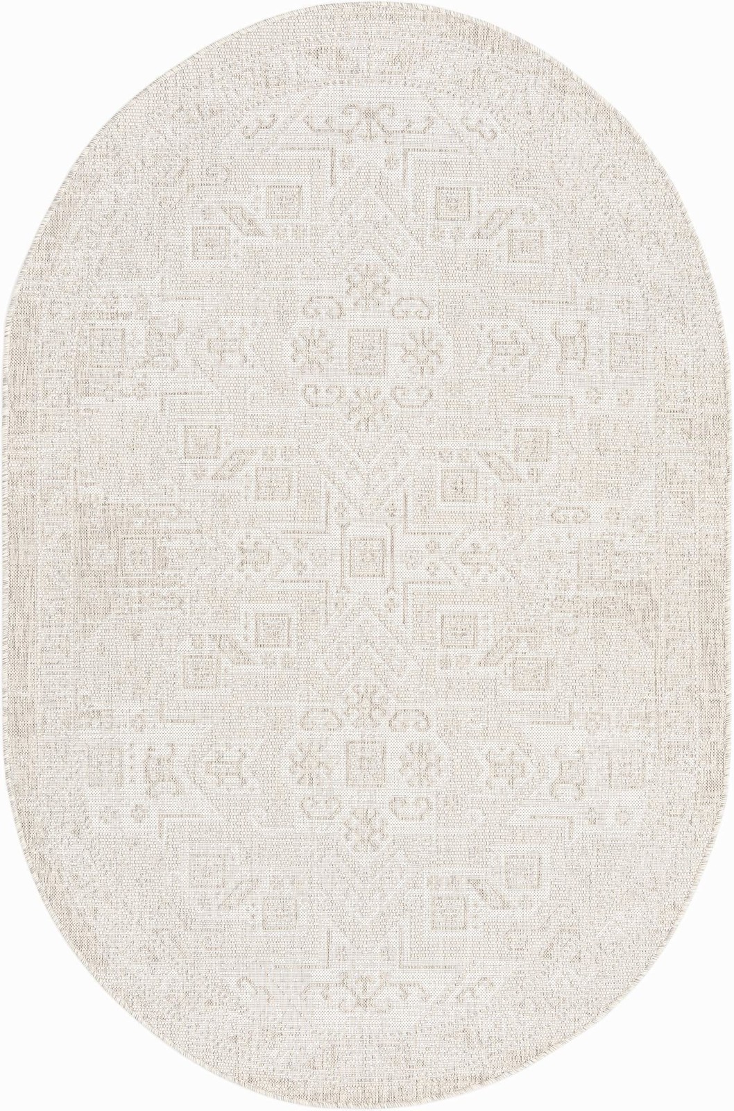 5' 3 x 8' Estuary · Border Outdoor Rug, light gray