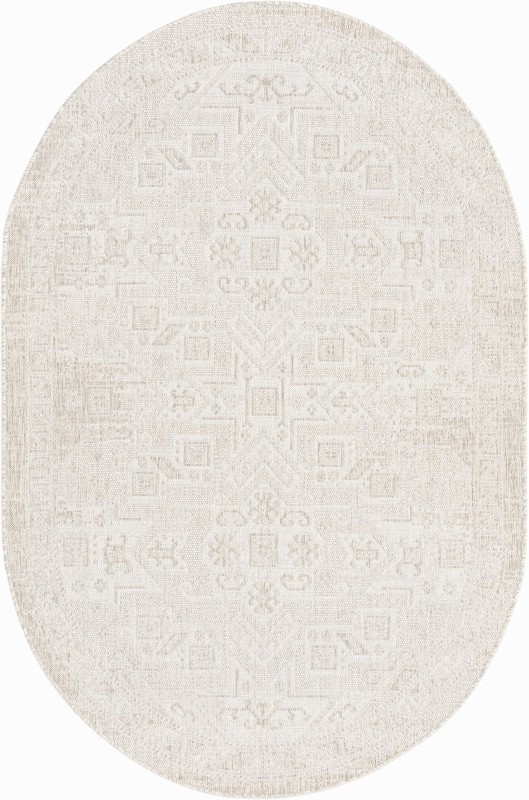 5' 3 x 8' Estuary · Border Outdoor Rug, light gray