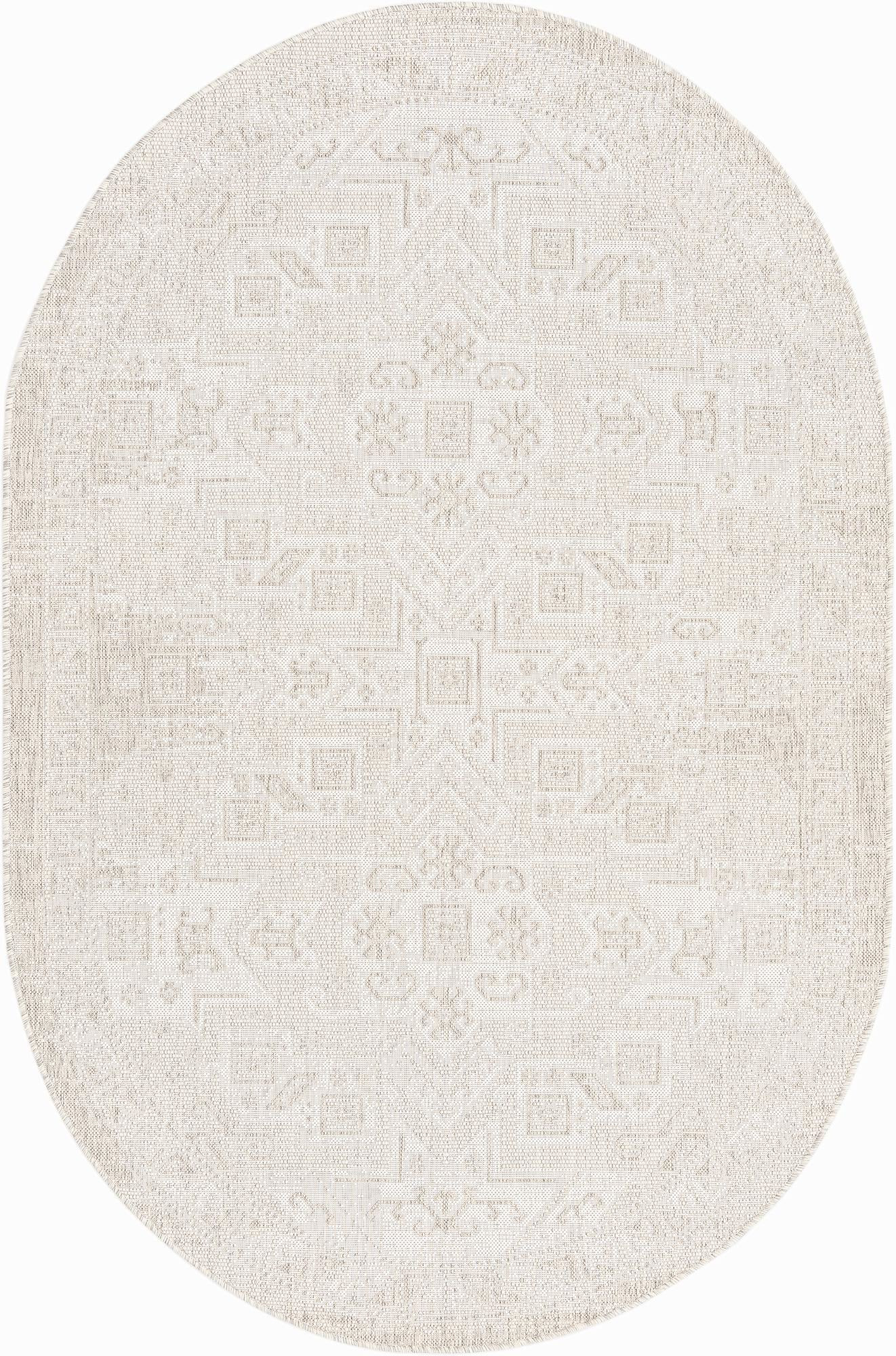 5' 3 x 8' Estuary · Border Outdoor Rug, light gray