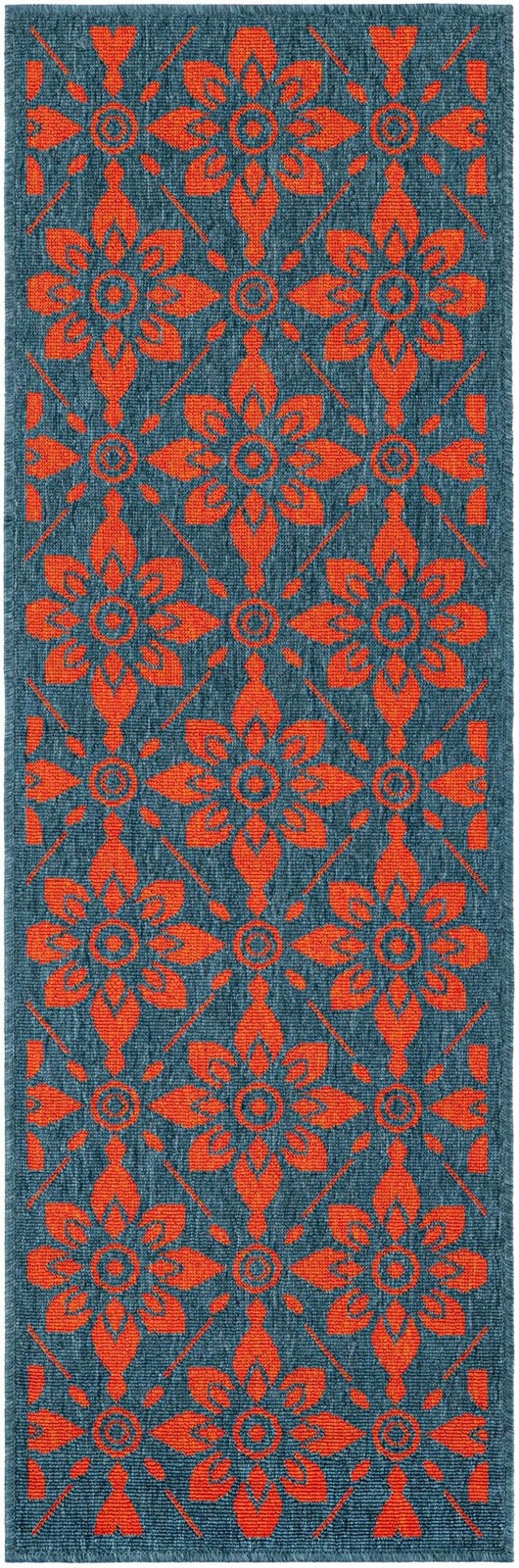 2' x 6' Selwyn · Floral / botanical Outdoor Rug, blue and red