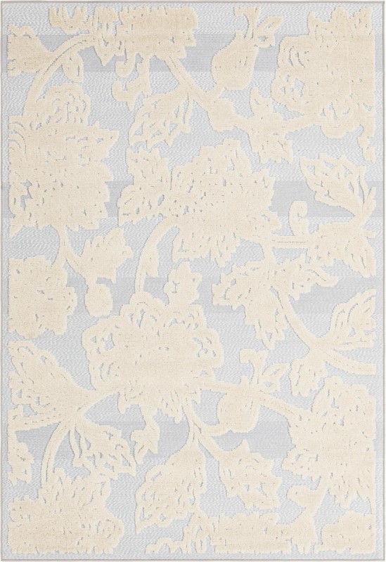 5' 3 x 8' Lidell · Floral Outdoor Rug, gray and ivory