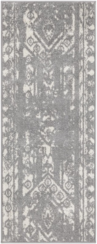 2' x 5' 3 Underhill · Tribal stripe rug, gray and ivory