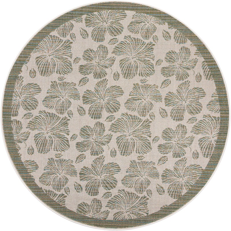 Cortland · Floral / botanical Outdoor Rug, ivory and beige
