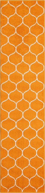 Ingram · Lattice rug, orange and ivory