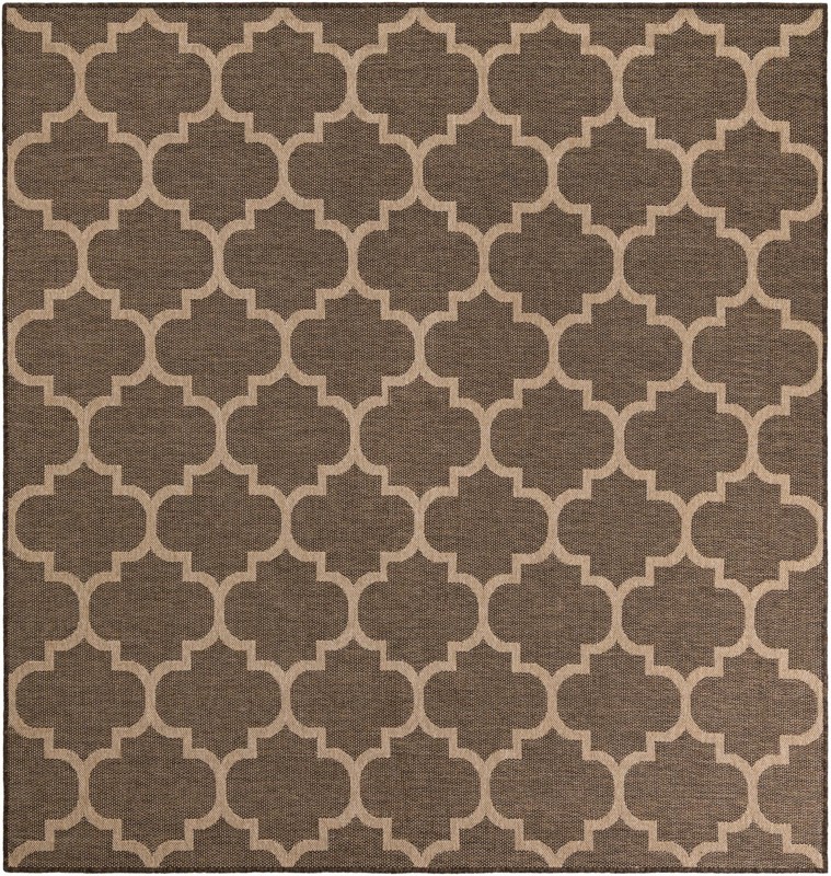 7' 10 x 7' 10 Flora · Trellis rug, brown and natural