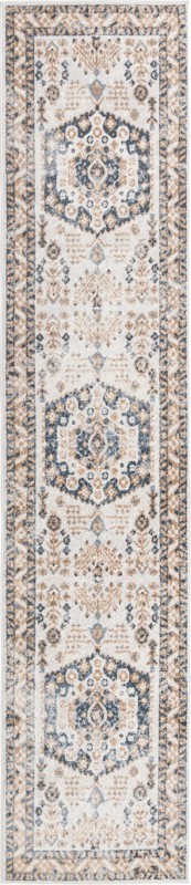 2' 7 x 12' Swallow · Border rug, cream