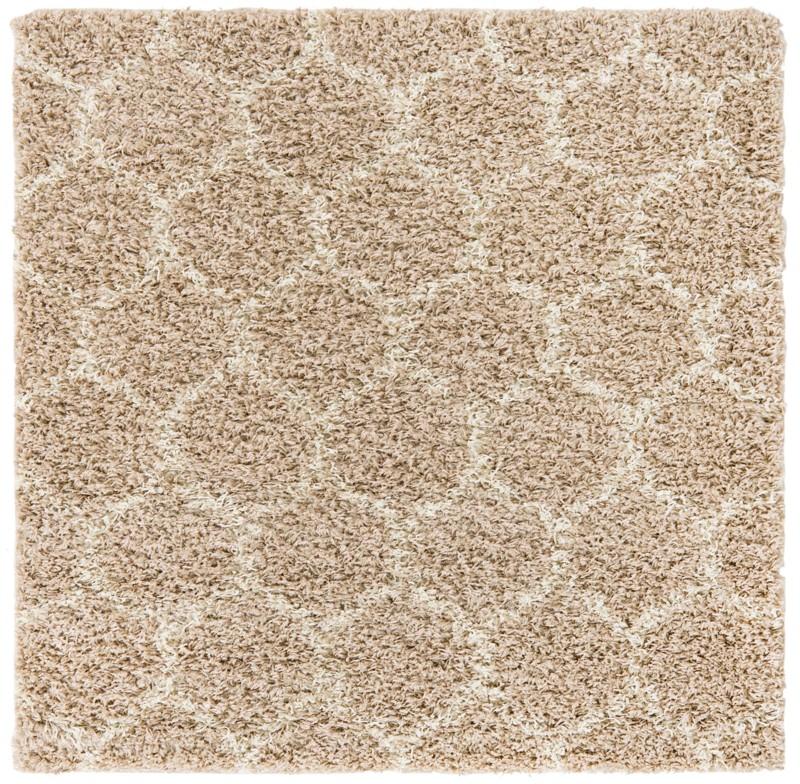 Barnett · Lattice Shag Rug, light brown and ivory