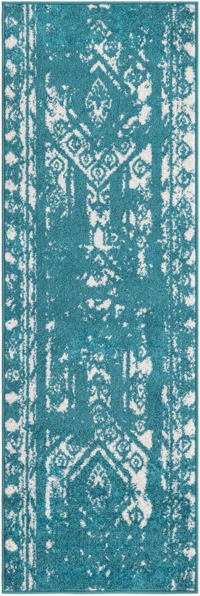 2' x 6' Underhill · Border rug, turquoise