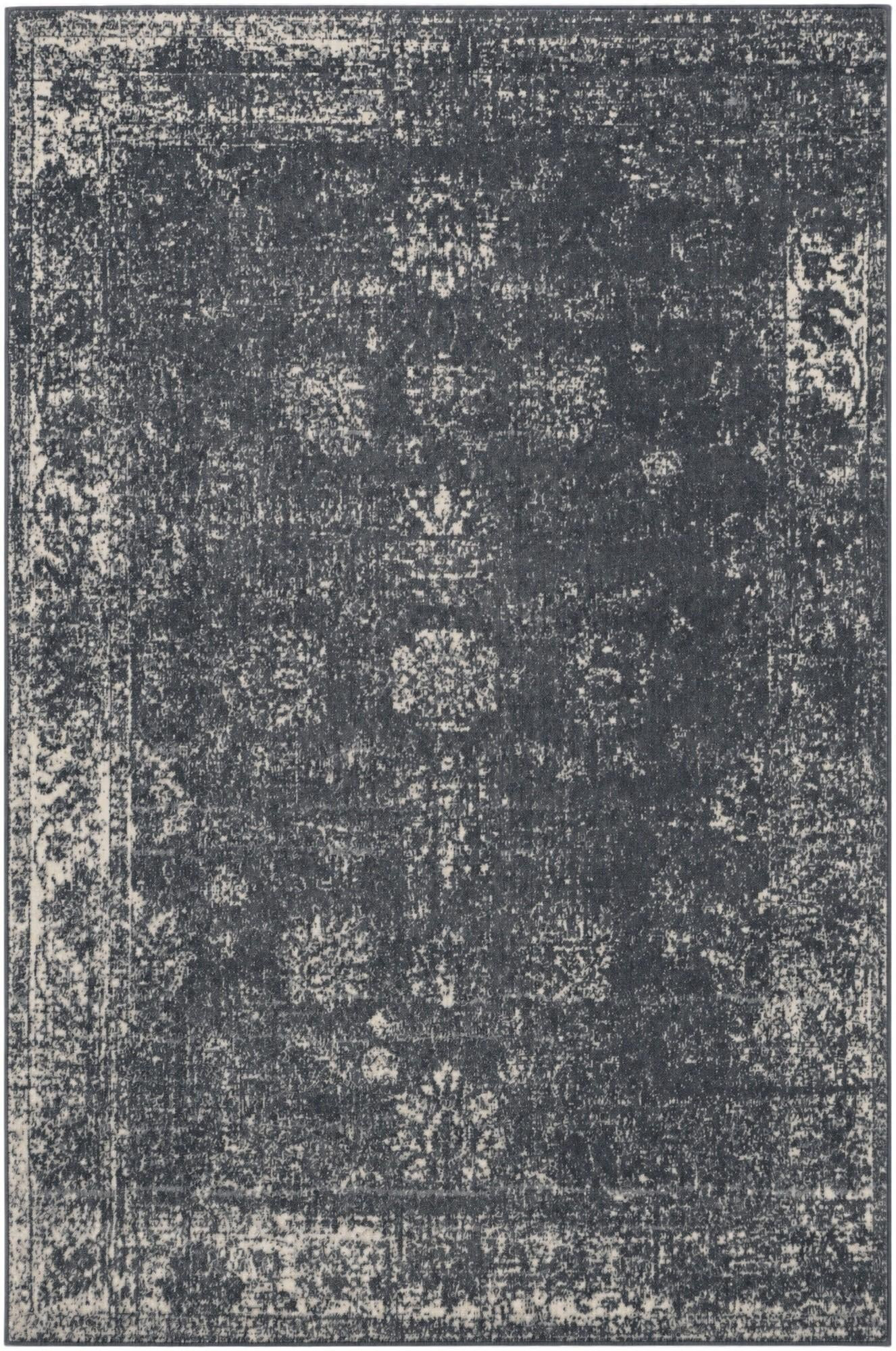 6' x 9' Blakemore · Distressed traditional rug, slate and ivory